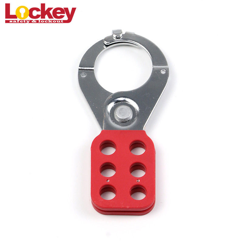 Steel Safety Lockout Hasp , Multi Hasp Lock With Hook PA Body 6 Lock Red Loto